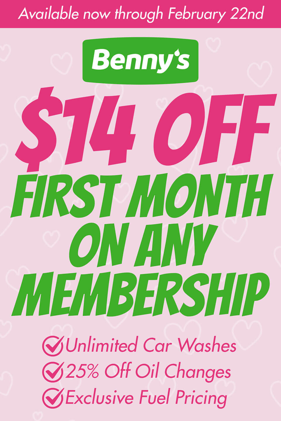 $14 Off first month on any membership - Available now through February 22nd